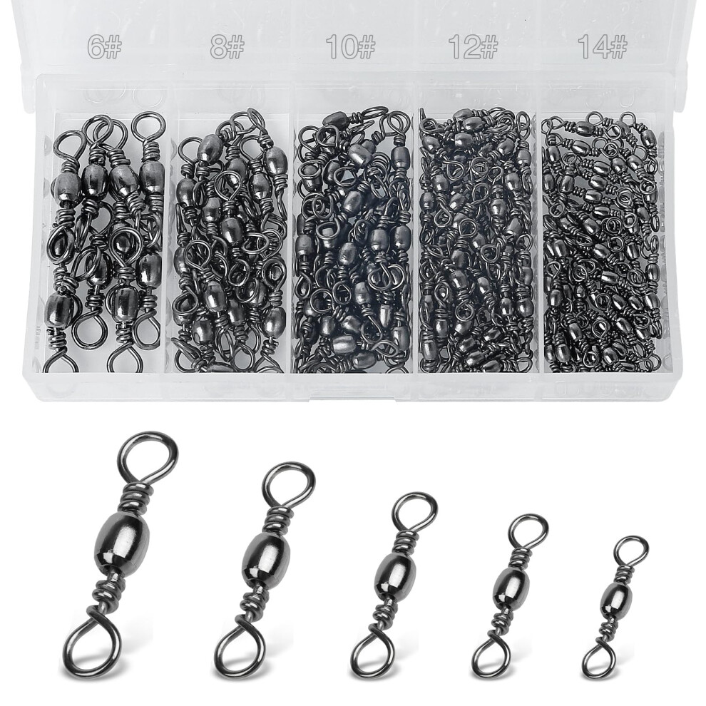 Photos - Fishing Swivel / Snap / Leader Realure 200 Pcs Rolling Fishing Swivels 5 Sizes Swivels for Carp Fishing Accessories Swivels 6# 8# 10# 12# 14# Barrel Fishin