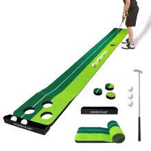 SENSECLUB Indoor Putting Green, Foldable Putting Mat Golf Game Set, Golf Gifts for Men with Ball-Collect System