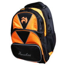 Henselite Lawn Bowls Backpack, Polyester, Holds Four Bowls, 5 Zipped Compartments, Built-in USB Charging Port, 40x37x40cm (Black & Orange)
