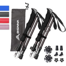 BISINNA Trekking Poles- 2pc/set Folding Aluminum Walking Sticks Hiking Sticks with Quick Lock System, Collapsible, Adjustable, Lightweight for Campin