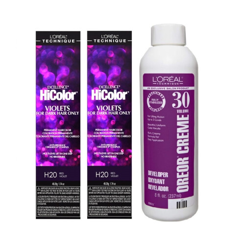 L'Oréal Excellence HiColor Red Violet H20 x2 + Developer