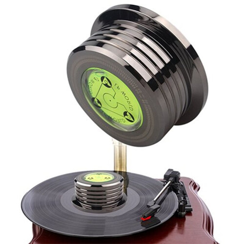 Universal Vinyl Player Turntable Clamp 60HZ Disc Turntable Stabilizer Level Indicator Weight Tool Black 2
