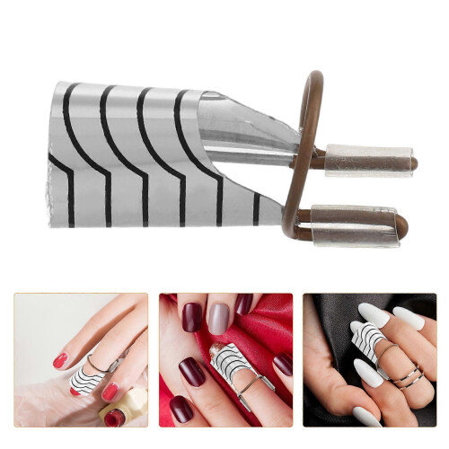 Nail Art Form Protector 5Pcs Reusable Silver Aluminum Manicure Tool 2