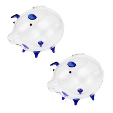 2X Pig Piggy Bank Money Boxes Coin Saving Box Cute Transparent Glass Souvenir Birthday Gift for Children Kids-