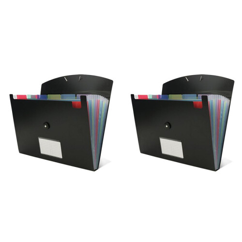 2X Accordian File Organizer 13 Pocket Expanding File Folder Plastic Expandable File Folder Color Inside