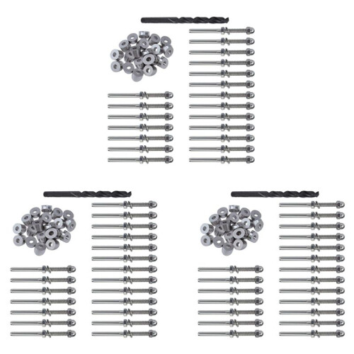60 Pairs 1/8 Inch Cable Railing Kits 30 Degree Beveled Washer Threaded Stud Tension End Fitting Terminal for Decking