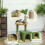 Arbre à chat avec maisonnette, panier et 2 balles, en bois et polyester, vert et marron 8