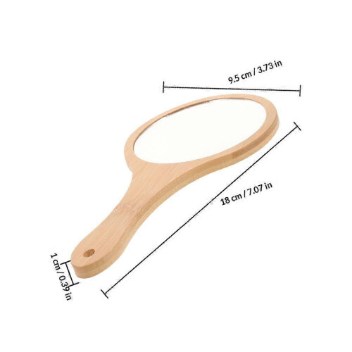 Bamboo Handheld Makeup Mirror for Women, Portable with Handle 1