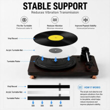 Acrylic Turntable Platter Mat Slip Mat Record Pad LP Vinyl Record Replacement Accessories Black