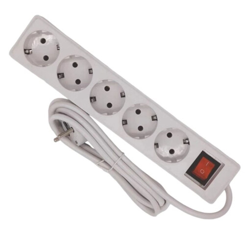 EU Plug 5 Multiple Sockets Extension Socket Adapter Power Converter 5 Meter Extension Cord 2
