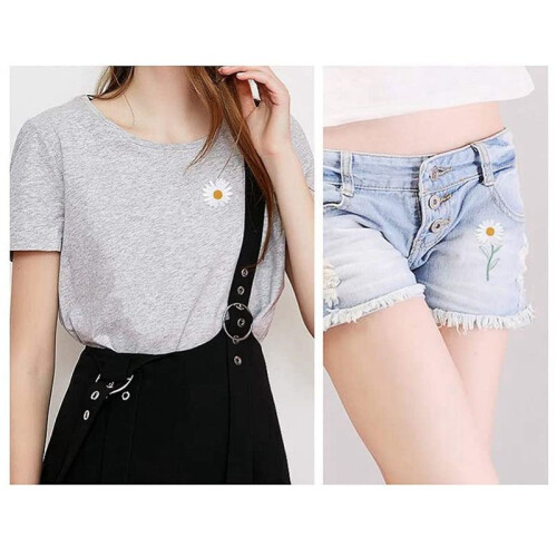 34Pcs Daisy Flower Embroidered Patch Iron/Sew  Applique for Dress Backpack Jacket (White) 2