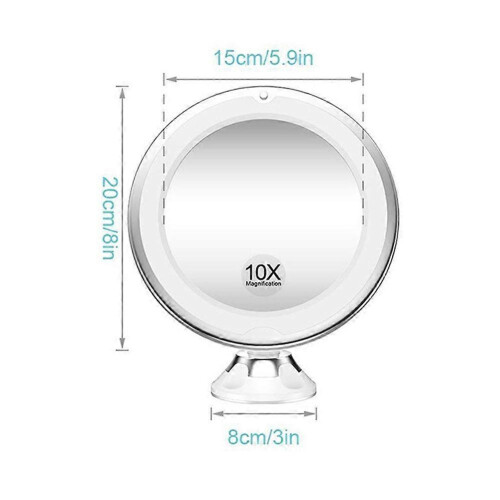 White 10X Magnifying Mirror with Dimmable LED Light for Makeup, Bathroom, Bedroom 2