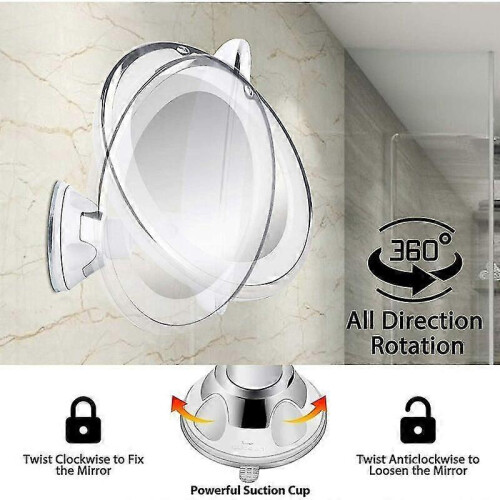 10X Magnifying Lighted Mirror – Lockable Suction Cup, Cordless & Portable (Battery) 2