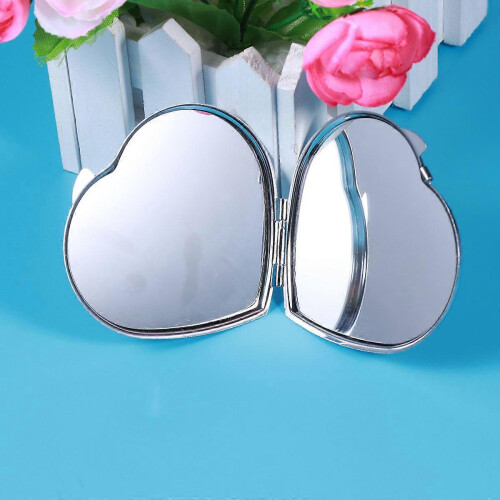 Silver Heart Compact Portable Makeup Mirror 1
