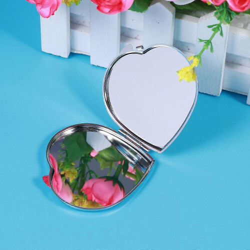 Silver Heart Compact Portable Makeup Mirror 2