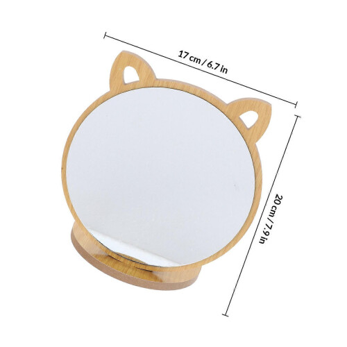 Light Brown Wooden Desktop Vanity Makeup Mirror 1