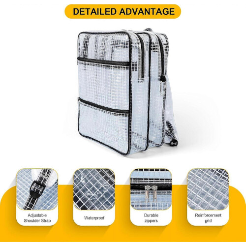 17.7" Clear Anti-Static Engineer Backpack, Waterproof & Transparent Tool Bag 2