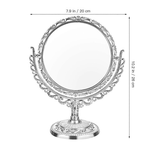 Double-Sided Retro Heart Makeup Mirror for Desktop, Bathroom, Bedroom 1