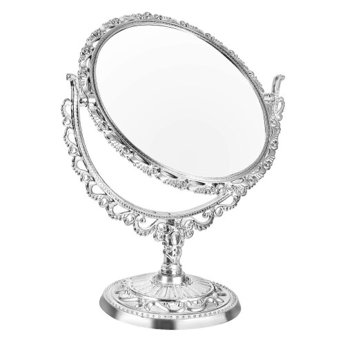 Double-Sided Retro Heart Makeup Mirror for Desktop, Bathroom, Bedroom 2