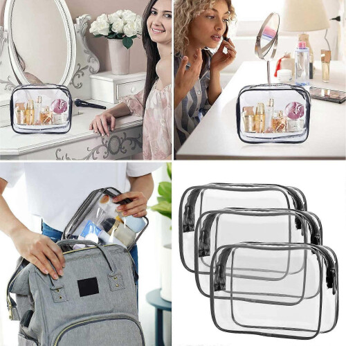 3Pcs Multi-Function Transparent Travel Cosmetic Storage Bag & Wash Bag Set 2