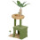 Arbre à chat avec maisonnette, panier et 2 balles, en bois et polyester, vert et marron 2