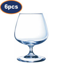 Luminarc Versailles Brandy Cognac Glass Set of 6 Clear Stemware Barware 410ml