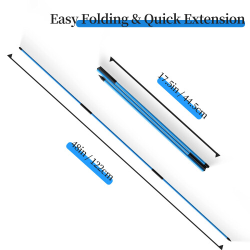 MoKo Golf Alignment Stick, 2 Pack Swing Trainer Tool, 48" Collapsible Alignment Stick Golf Training Aid for Aiming, Putting, Posture Corrector, Golf 1