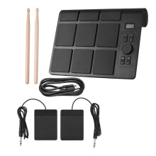 Electronic Tabletop Drum Set with 2 Speaker 9 Pads Color Lighting Supports BT MIDI LCD Display EU Plug
