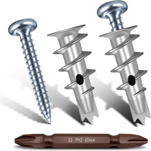 Zink Zelfborende Gipsplaatankers, Hollewandanker en Schroevenset, Gipsplaatschroeven, 50 Stuks Zware Metalen Muurankers