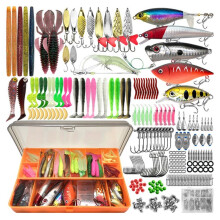 Fishing Lures Kit, 366pcs Tackle Box with Tackle Included, Kit with Jig Lures, Soft Baits, Hooks, Weights