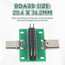 -Vrouw Type C-Testprintplaat Universeel Bord met USB 3.1-Poort 20.6X36.2MM Testbord met Pinnen