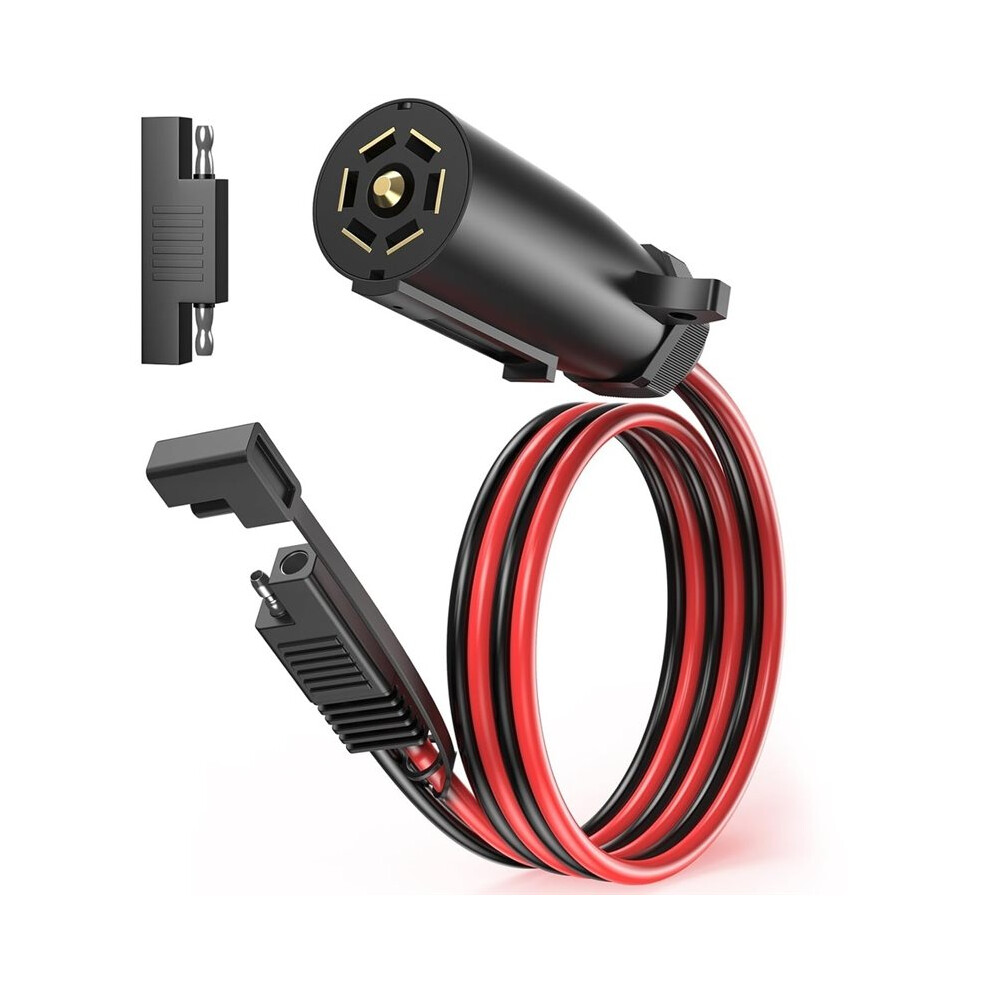 7 Way Trailer Plug To Sae 2Pin Round Rv Trailer Plug To 10 Awg Sae Cable 12V Connector With Reverse Adapter For Rv Truck 4712412666434