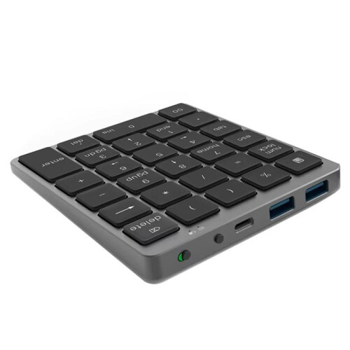 Wireless  Numeric Keypad with USB HUB Dual Modes Rechargeable Numpad for Tablet Laptop