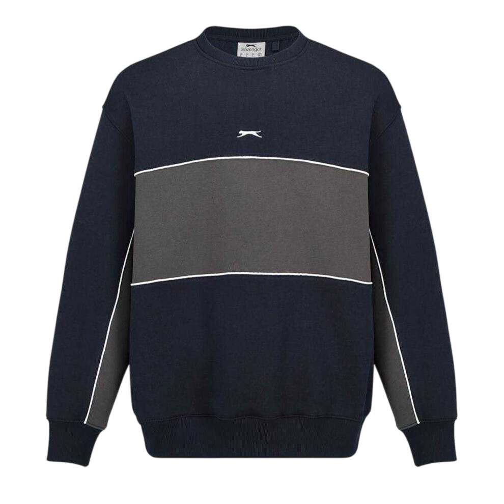 Slazenger (L, Navy/Smoke) Mens Fleece Crew Neck Sweatshirt Multicoloured
