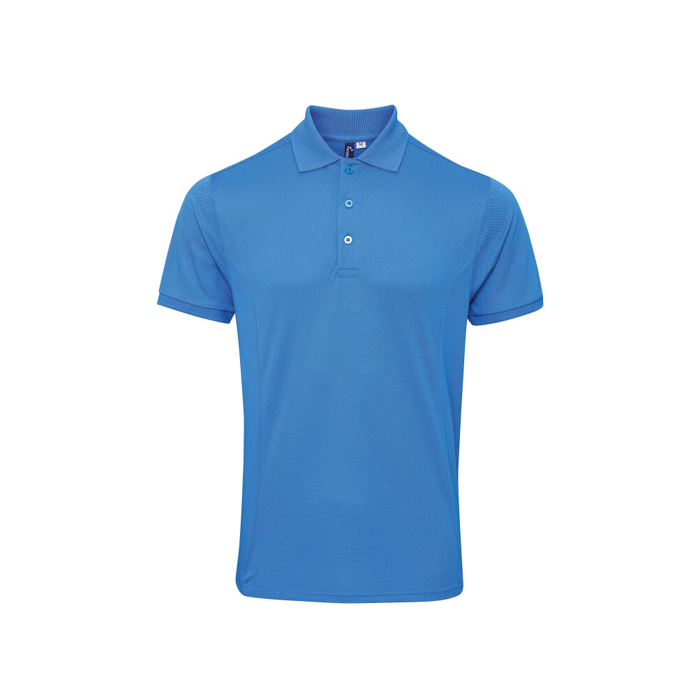 Premier (M, Sapphire) Mens Coolchecker Plus Pique Polo With Coolplus Blue,Multicoloured
