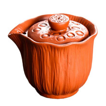 200ml Authentic Clay Teapot Gaiwan Anti-Hot Portable Tea Set Handmade Filter Beauty Tea Infuser Orange&Red