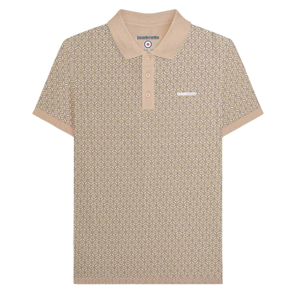 Lambretta (Xl, Stone) Mens Aw24 Geometric Polo Shirt Multicoloured
