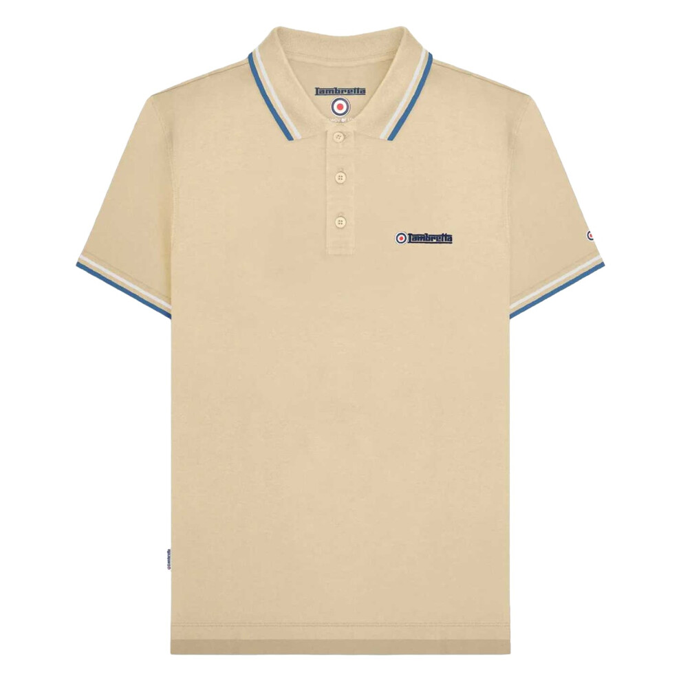 Lambretta (4Xl, Wood Ash) Mens Ss25 Twin Tip Polo Shirt Multicoloured
