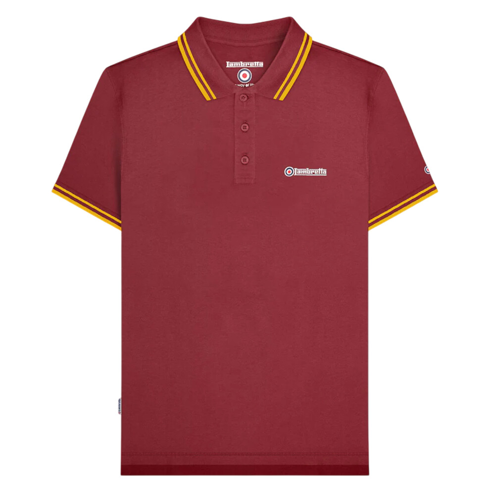 Lambretta (3Xl, Burgundy/Gold) Mens Ss25 Twin Tip Polo Shirt Gold
