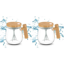 2X Mise à Niveau de la Tasse de Mélange Électrique à  Vitesse, Tasse à Café Auto-Remuante de 13,5 Oz/400 Ml, Tasse en Verre Étanche, Alimentée