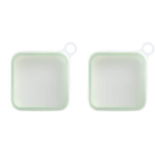 2X Caixa de Lancheira Portátil de Silicone para Sanduíches e Torradas, Recipiente para Alimentos com Alça, Caixa de Lanches para Estudantes,
