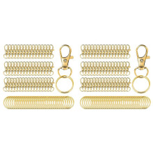 200PCS Gold Swivel Snap Hooks with Key Rings,Metal Lanyard Keychain Hooks Lobster Clasps for Key Jewelry DIY Crafts