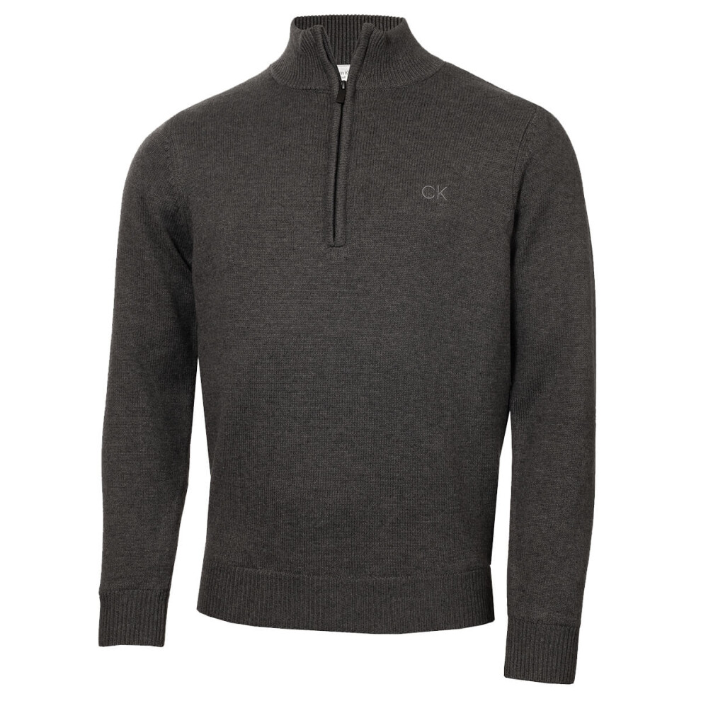 Calvin Klein (Xxxl, Charcoal Marl) Mens Lined Chunky Windproof Lined 1/2 Zip Sweater