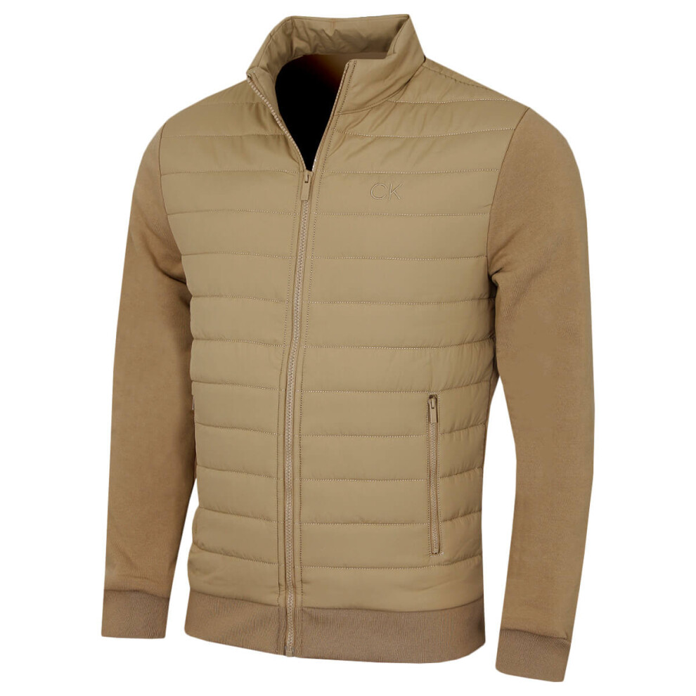 Calvin Klein (Xxxxl, Biscuit) Mens 2026 Hybrid Quilted Fleece Funnel Neck Jacket