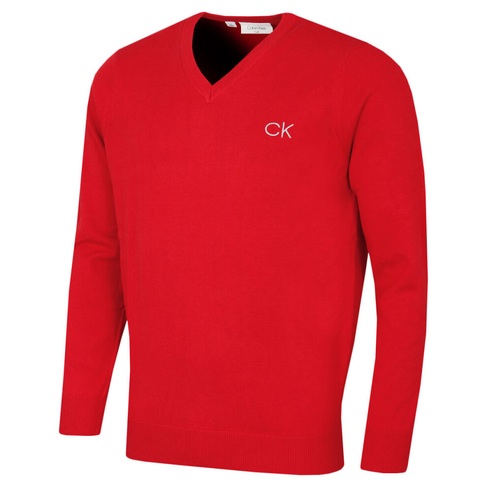 Calvin Klein (Xxl, ) Mens 2026 Durable Comfort V-Neck Tour Golf Sweater Red