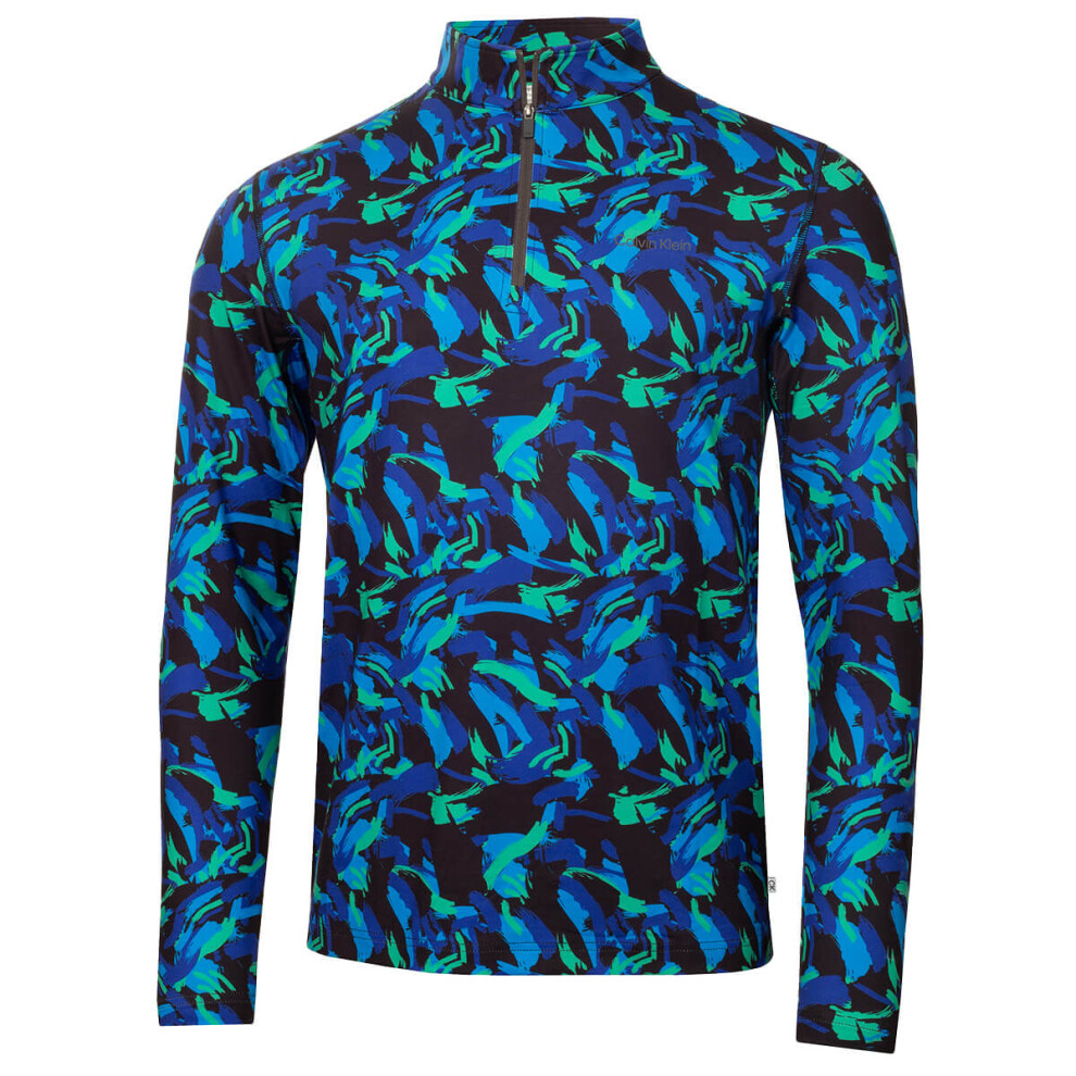 Calvin Klein (L, Brushstroke Print) Mens Newport Half Zip Thermal Breathable Lightweight Sweater