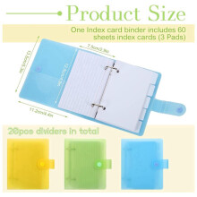 6 Pack Index Card Binder with Dividers, 60 Sheet Each, 3x5 Index Card Holder Index Card Organizer Binder Notebook