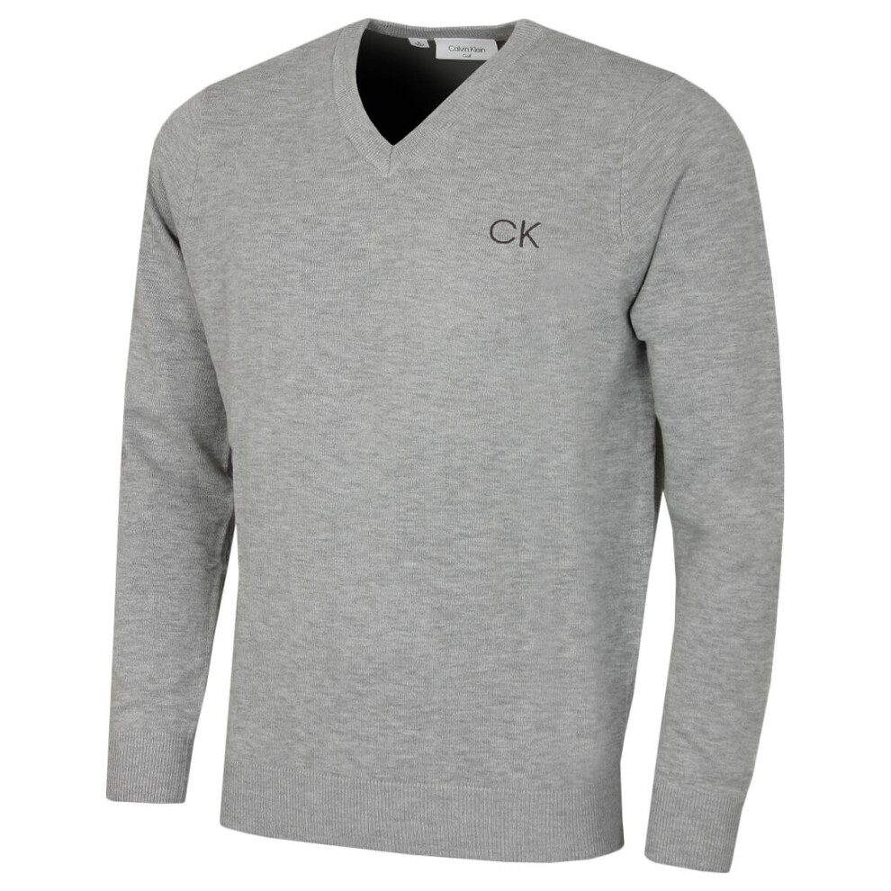 Calvin Klein (L, ) Mens 2026 Durable Comfort V-Neck Tour Golf Sweater Silver