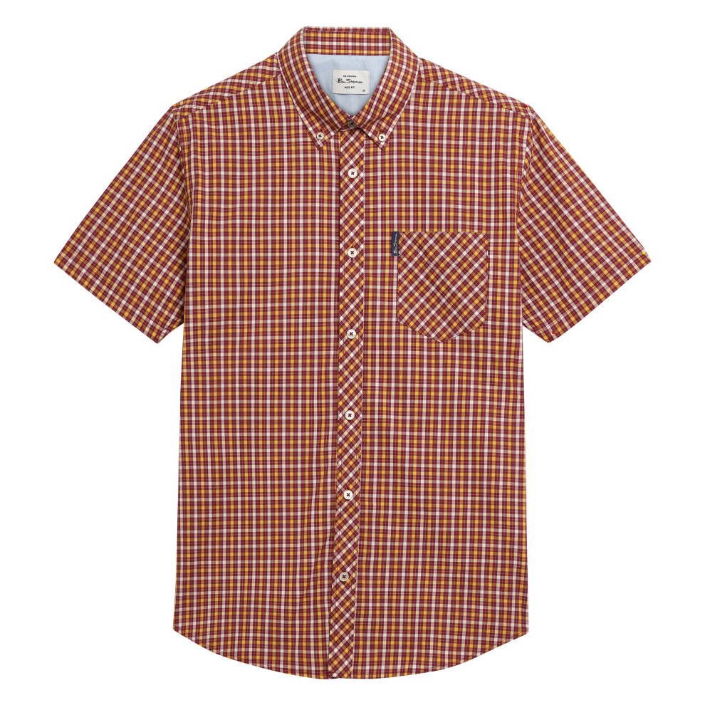 Ben Sherman (Xxl, ) Mens Signature House Checked Short-Sleeved Shirt Red