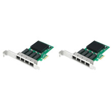 2X 4 Port Network Card PCI Express X1 to RJ45 RTL8111H Chip 10/100/1000Mbps Gigabit Ethernet Lan Card for PC Desktop